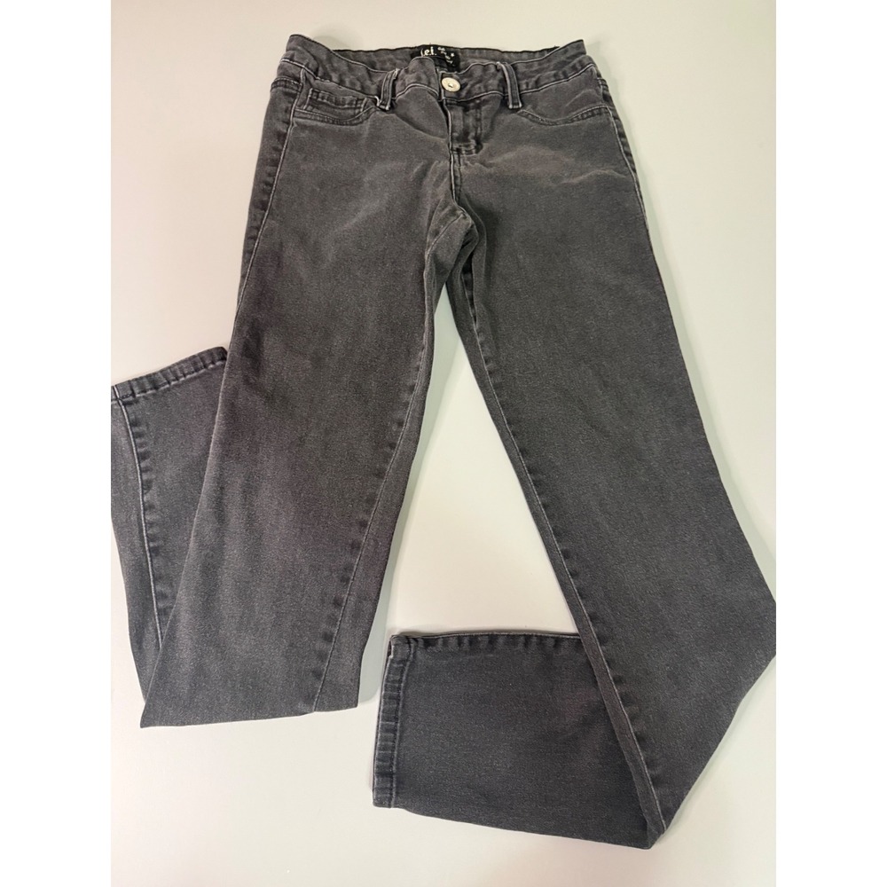 LEI Ashley Triple Skinny Jeans Faded Black Denim Juniors Size 9 Stretch Low Rise